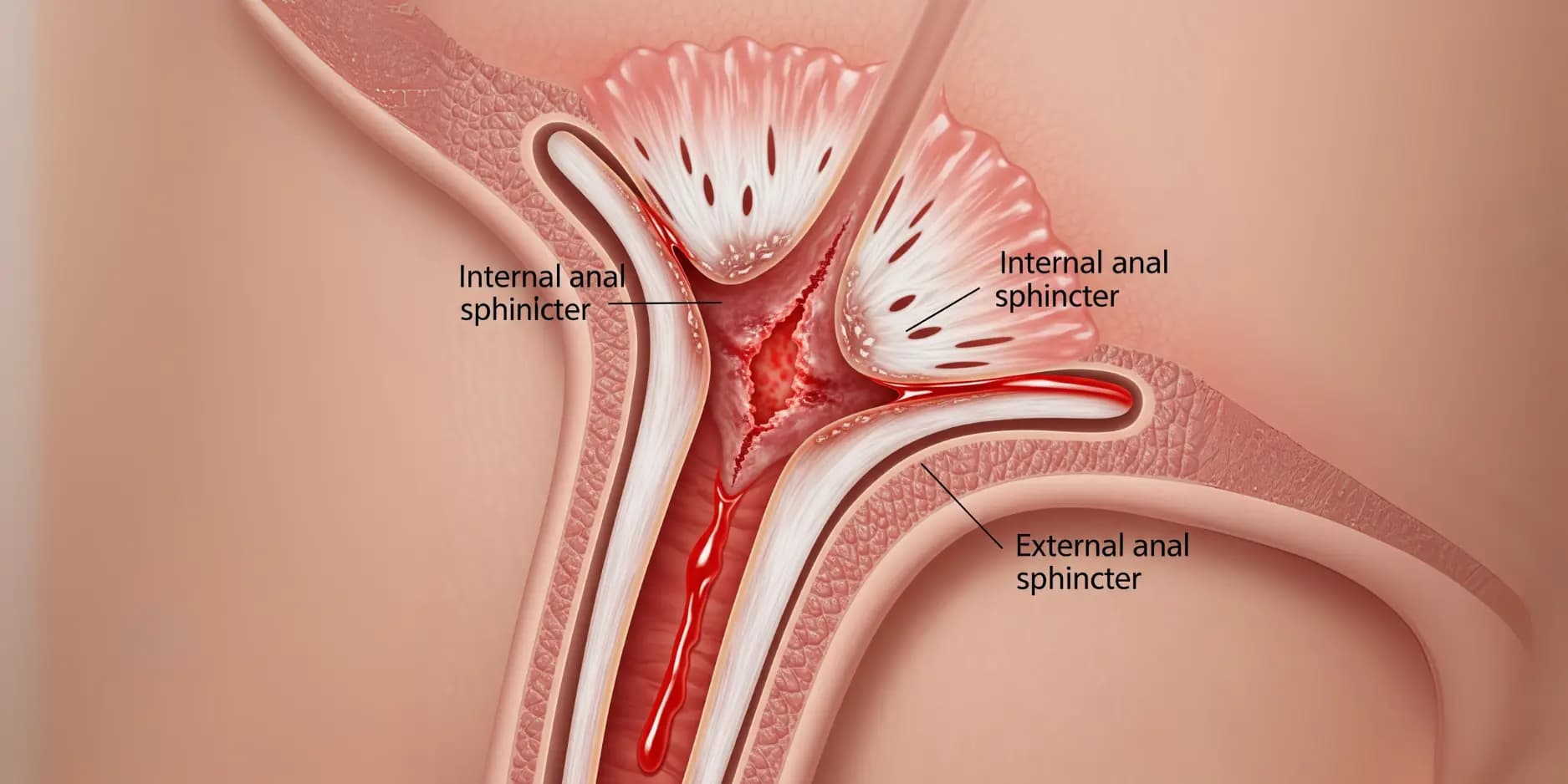 Anatomical diagram of the internal and external anal sphincter