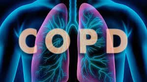 Illustration of glowing lungs with the letters COPD
