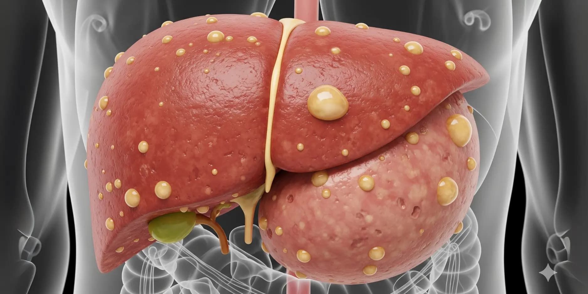 3D illustration of a fatty liver