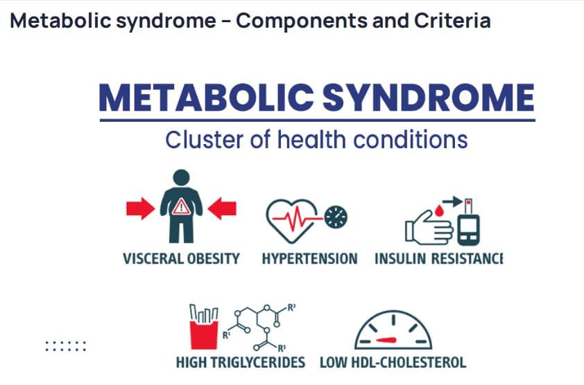 Infographic showing the components of metabolic syndrome